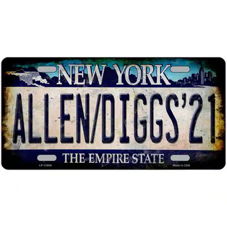 Allen Diggs 21 NY Blue Novelty Metal License Plate Tag 24" x 12" (LLP)