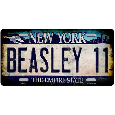 Beasley 11 New York Blue Novelty Metal License Plate Tag 24" x 12" (LLP)