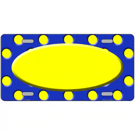 Yellow Royal Blue Polka Dot Center Oval Metal Novelty License Plate 24" x 12" (LLP)