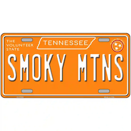 Smoky Mtns Tennessee Orange Novelty Metal License Plate Tag 24" x 12" (LLP)