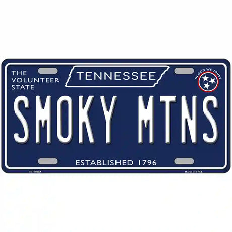 Smoky Mtns Tennessee Blue Novelty Metal License Plate Tag 24" x 12" (LLP)