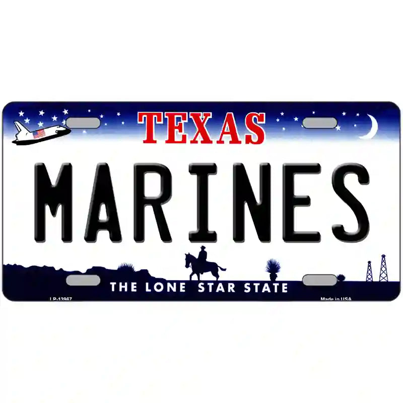 Texas Marines Novelty Metal License Plate Tag 24" x 12" (LLP)