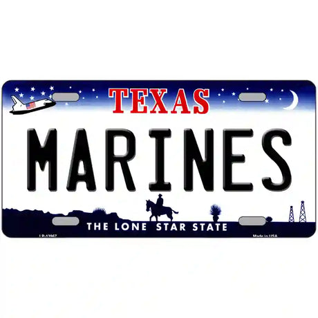 Texas Marines Novelty Metal License Plate Tag 24" x 12" (LLP)