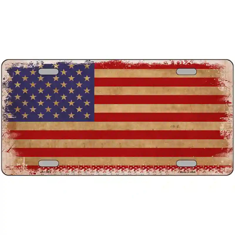 Grunge American Flag Novelty Metal License Plate Tag 24" x 12" (LLP)