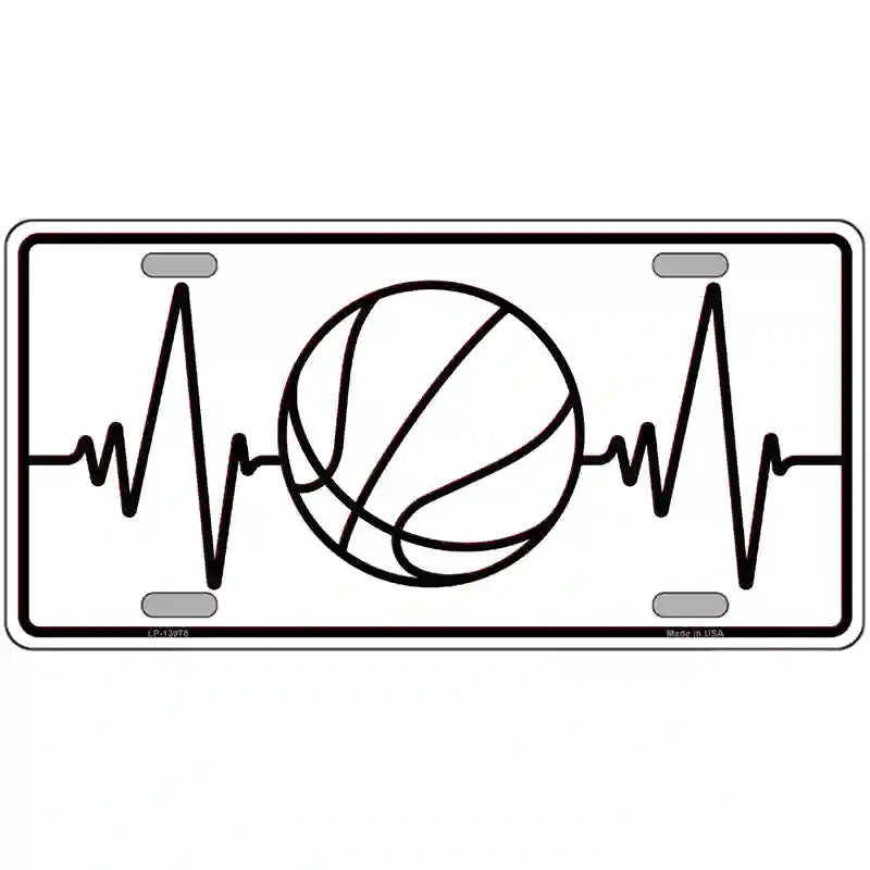 Basketball Heart Beat Novelty Metal License Plate Tag 24" x 12" (LLP)