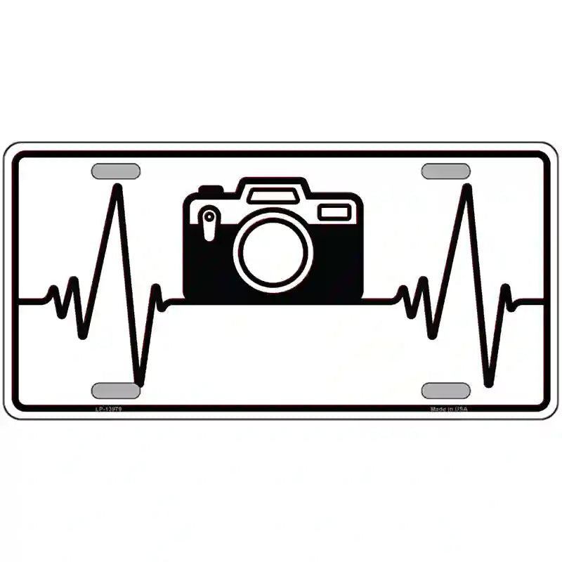 Photography Heart Beat Novelty Metal License Plate Tag 24" x 12" (LLP)