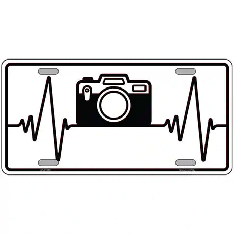 Photography Heart Beat Novelty Metal License Plate Tag 24" x 12" (LLP)