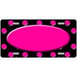 Pink Black Polka Dot Pink Center Oval Black Metal Novelty License Plate 24" x 12" (LLP)