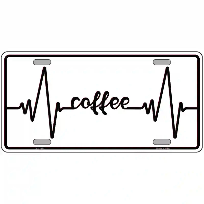 Coffee Heart Beat Novelty Metal License Plate Tag 24" x 12" (LLP)