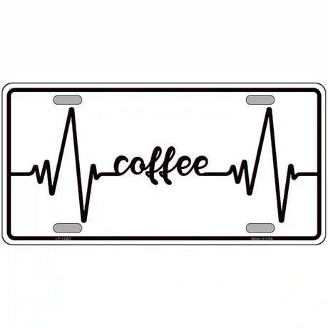 Coffee Heart Beat Novelty Metal License Plate Tag 24" x 12" (LLP)