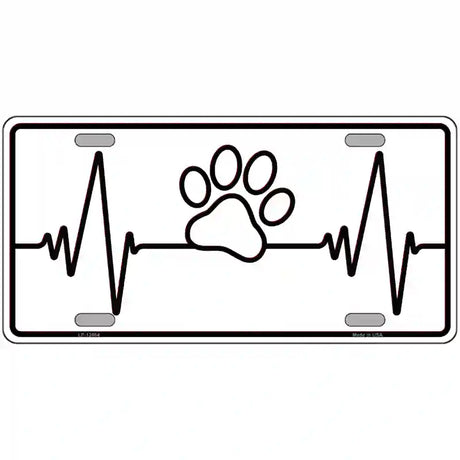 Paw Print Heart Beat Novelty Metal License Plate Tag 24" x 12" (LLP)