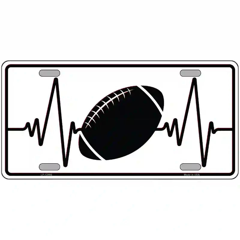 Football Heart Beat Novelty Metal License Plate Tag 24" x 12" (LLP)