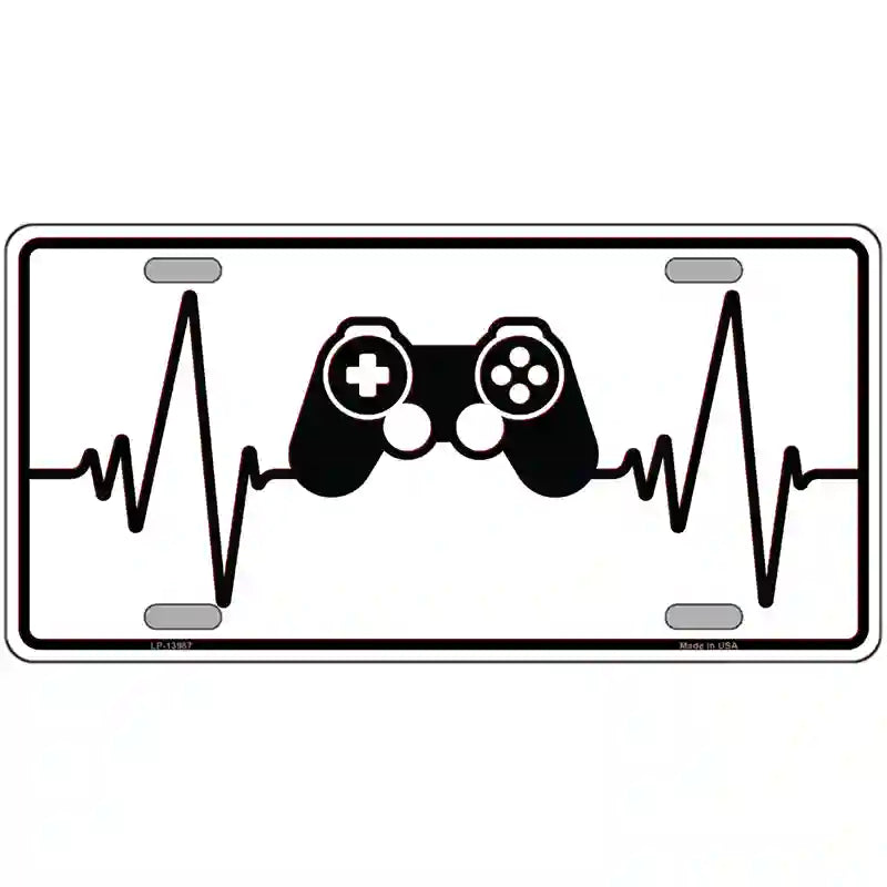 Video Games Heart Beat Novelty Metal License Plate Tag 24" x 12" (LLP)