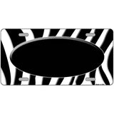 Black White Zebra Center Oval Metal Novelty License Plate 24" x 12" (LLP)