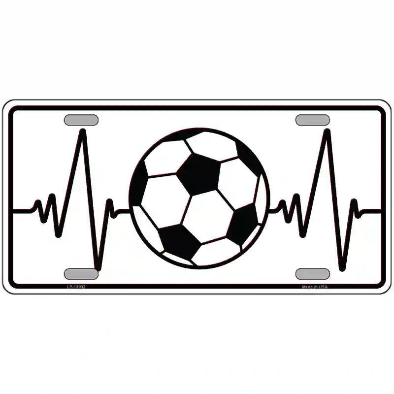 Soccer Heart Beat Novelty Metal License Plate Tag 24" x 12" (LLP)