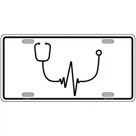 Stethoscope Heart Beat Novelty Metal License Plate Tag 24" x 12" (LLP)