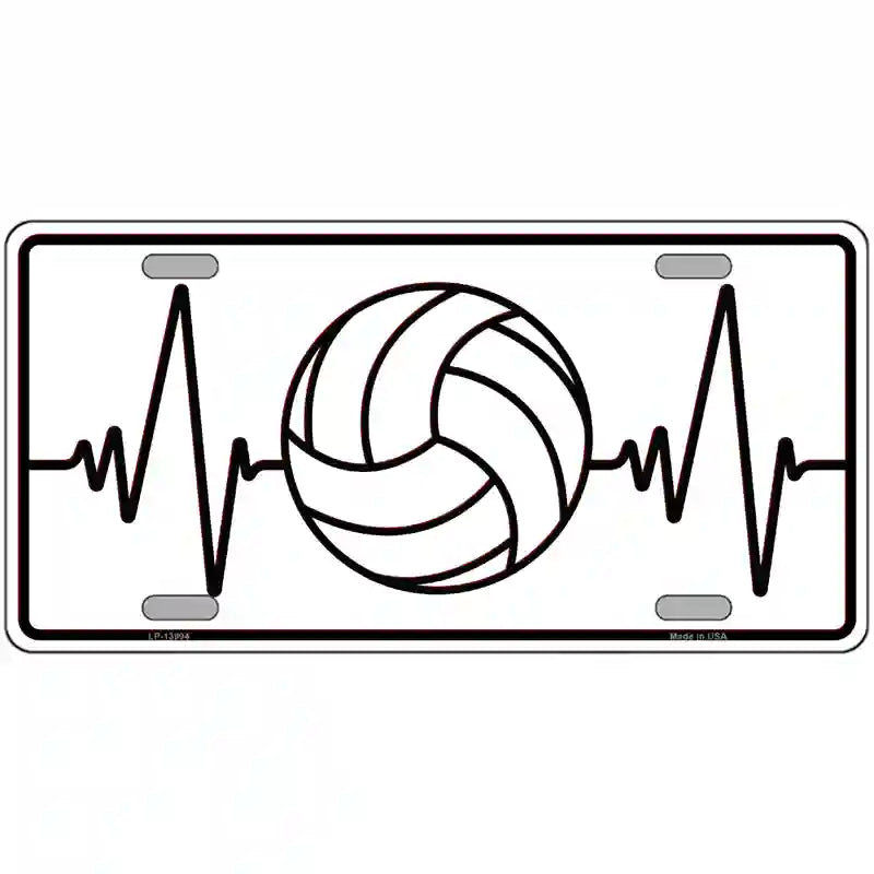 Volleyball Heart Beat Novelty Metal License Plate Tag 24" x 12" (LLP)