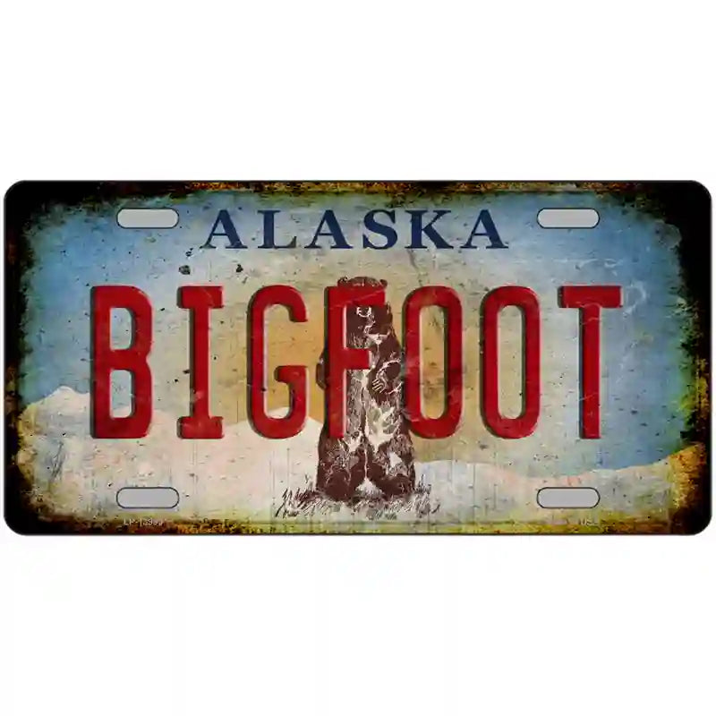 Bigfoot Alaska Novelty Metal License Plate Tag 24" x 12" (LLP)