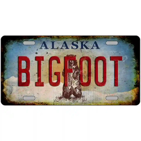 Bigfoot Alaska Novelty Metal License Plate Tag 24" x 12" (LLP)