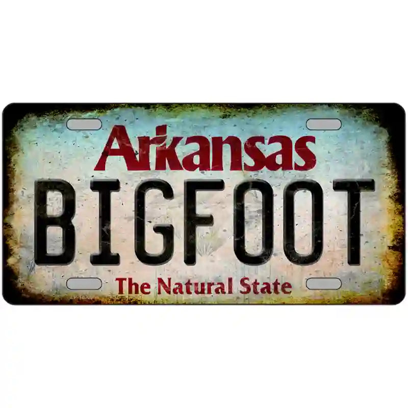 Bigfoot Arkansas Novelty Metal License Plate Tag 24" x 12" (LLP)