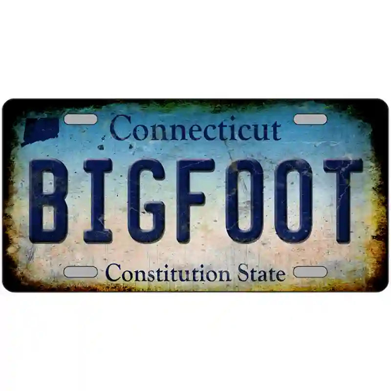 Bigfoot Connecticut Novelty Metal License Plate Tag 24" x 12" (LLP)