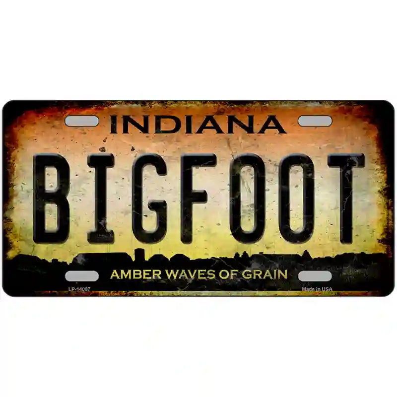 Bigfoot Indiana Novelty Metal License Plate Tag 24" x 12" (LLP)