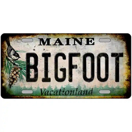 Bigfoot Maine Novelty Metal License Plate Tag 24" x 12" (LLP)