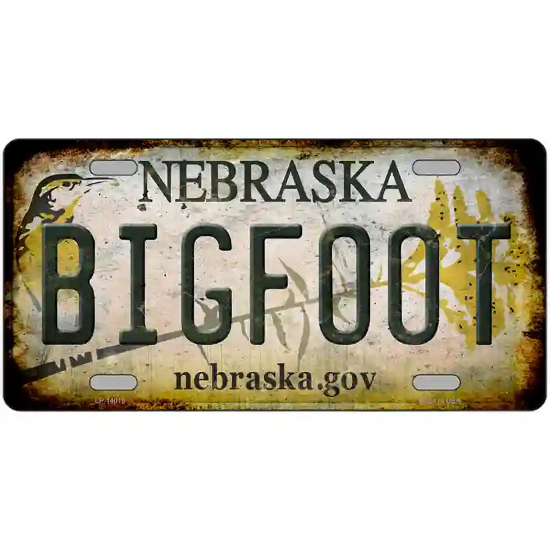 Bigfoot Nebraska Novelty Metal License Plate Tag 24" x 12" (LLP)