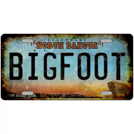 Bigfoot North Dakota Novelty Metal License Plate Tag 24" x 12" (LLP)