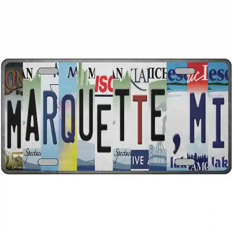 Marquette MI Strip Art Novelty Metal License Plate Tag 24" x 12" (LLP)