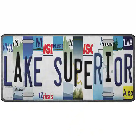 Lake Superior Strip Art Novelty Metal License Plate Tag 24" x 12" (LLP)