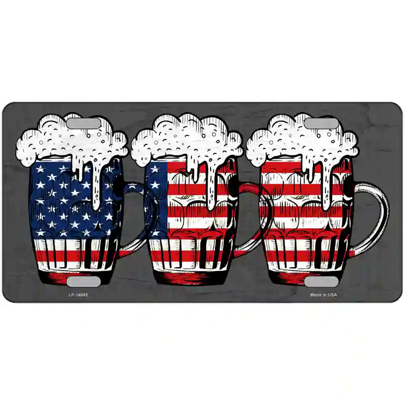 Three Beers America Novelty Metal License Plate 24" x 12" (LLP)