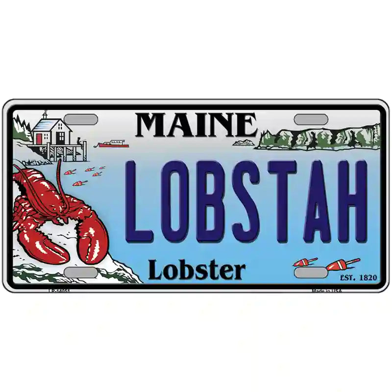 Lobstah Maine Lobster Novelty Metal License Plate 24" x 12" (LLP)