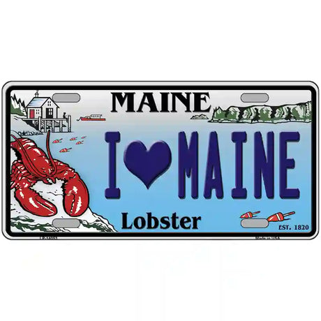 I Heart Maine Lobster Novelty Metal License Plate 24" x 12" (LLP)