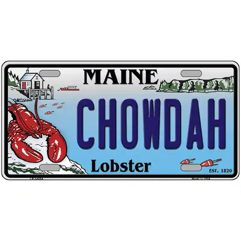 Chowdah Maine Lobster Novelty Metal License Plate 24" x 12" (LLP)