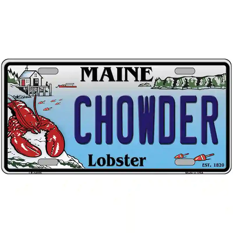 Chowder Maine Lobster Novelty Metal License Plate 24" x 12" (LLP)