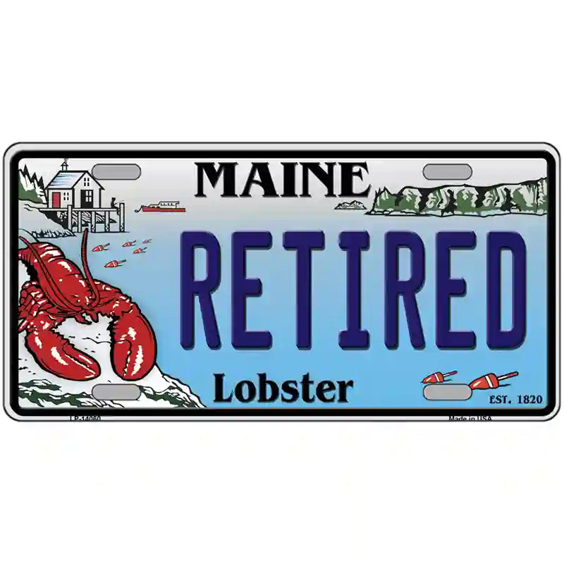 Retired Maine Lobster Novelty Metal License Plate 24" x 12" (LLP)