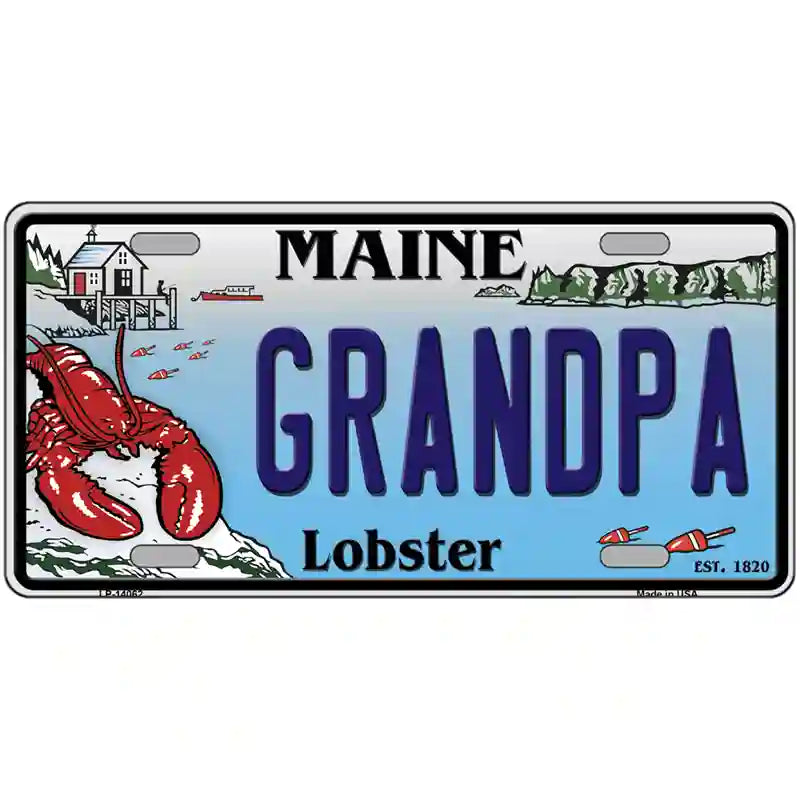 Grandpa Maine Lobster Novelty Metal License Plate 24" x 12" (LLP)