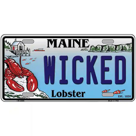 Wicked Maine Lobster Novelty Metal License Plate 24" x 12" (LLP)