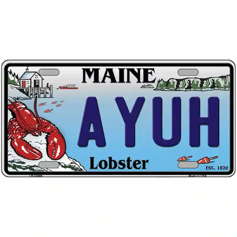 Ayuh Maine Lobster Novelty Metal License Plate 24" x 12" (LLP)