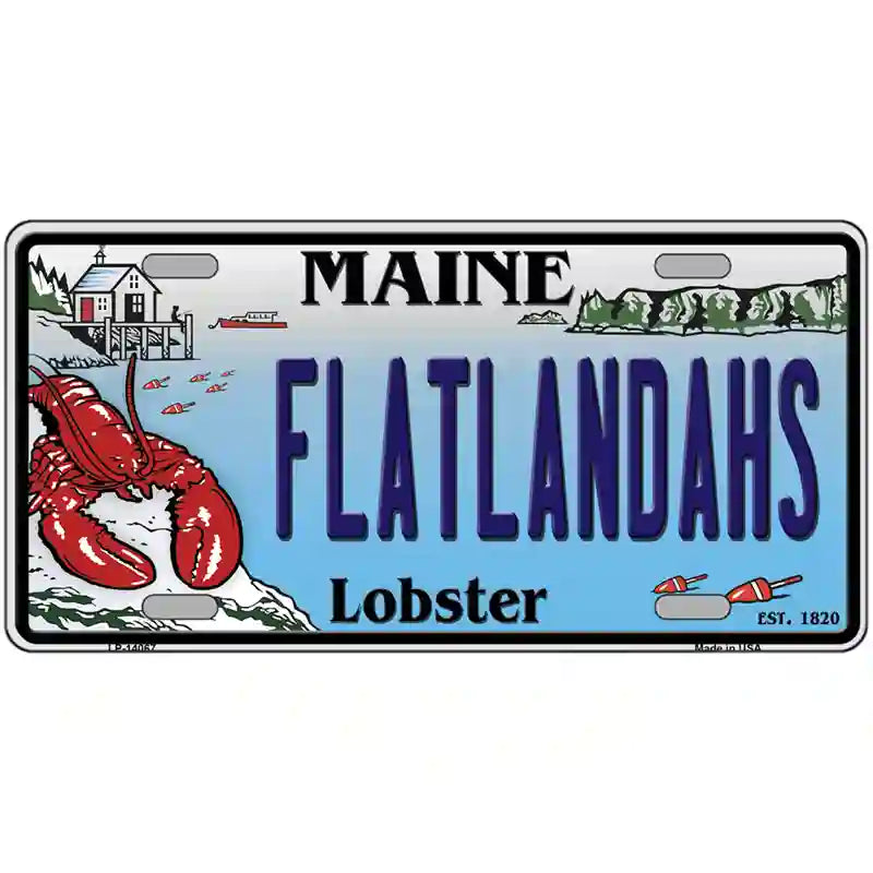 Flatlands Maine Lobster Novelty Metal License Plate 24" x 12" (LLP)