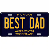 Best Dad Michigan Blue Novelty License Plate 24" x 12" (LLP)