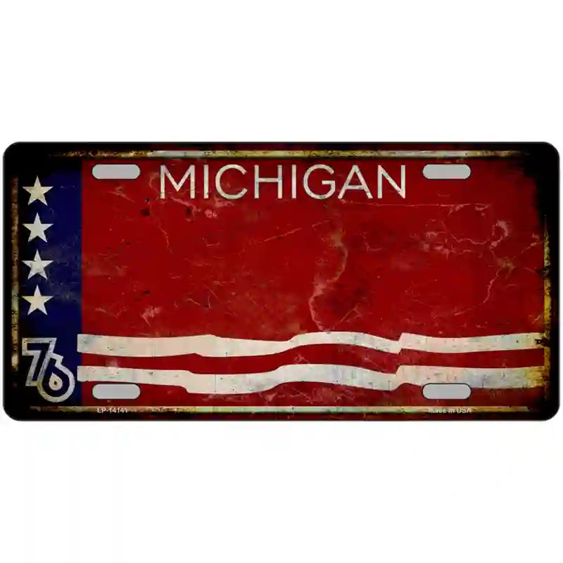 Rusty Michigan Bicentennial 76 Novelty License Plate 24" x 12" (LLP)