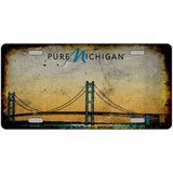 Pure Michigan Mackinac Bridge Rusty Novelty Metal License Plate 24" x 12" (LLP) / Yes