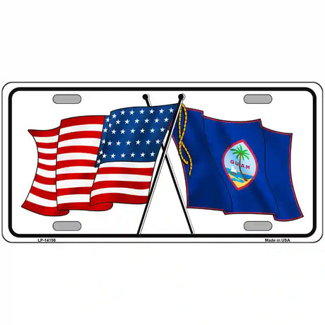 Guam Crossed US Flag Novelty Metal License Plate 24" x 12" (LLP)