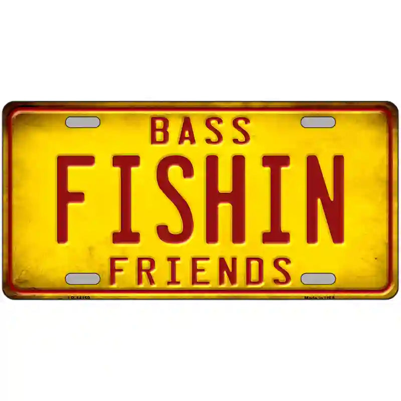 Fishin Friends Novelty Metal License Plate 24" x 12" (LLP)