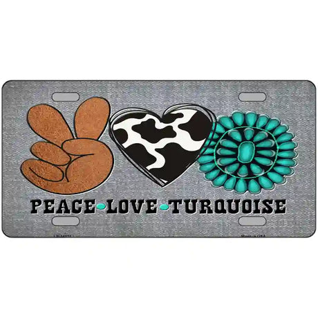 Peace Love Turquoise Novelty Metal License Plate 24" x 12" (LLP)