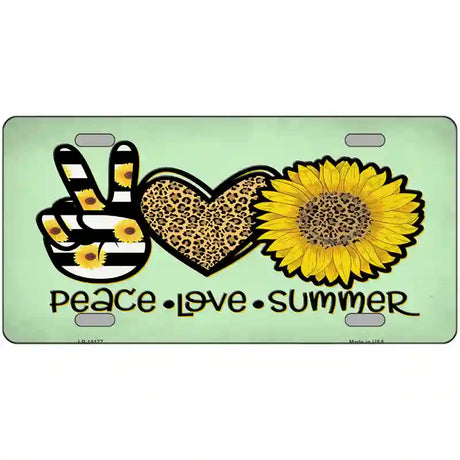 Peace Love Summer Sunflower Novelty Metal License Plate 24" x 12" (LLP)