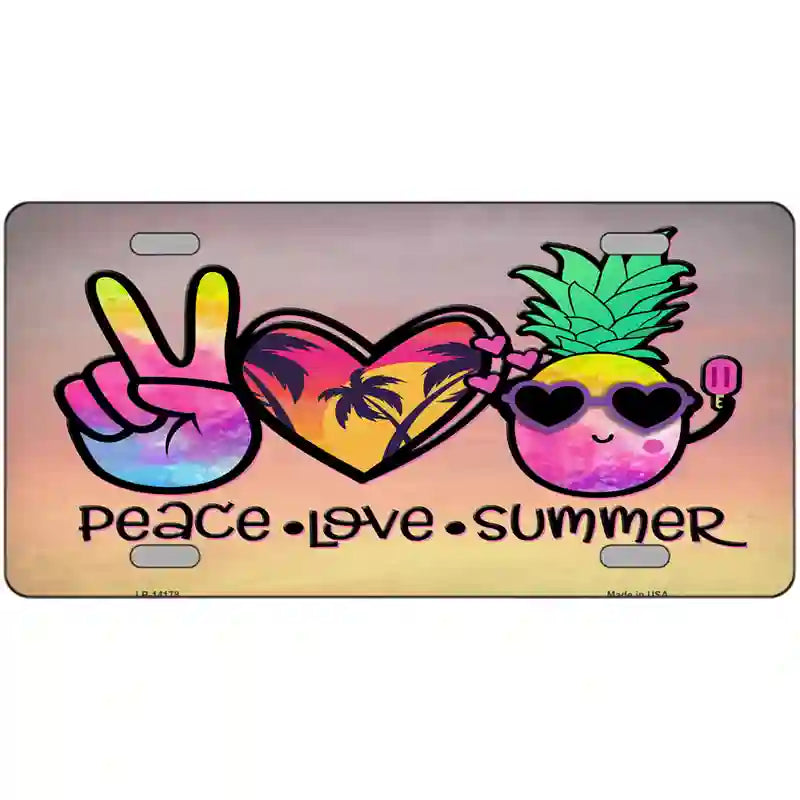 Peace Love Summer Novelty Metal License Plate 24" x 12" (LLP)