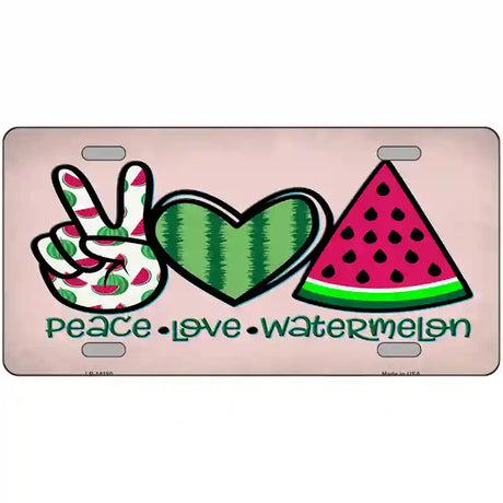 Peace Love Watermelon Novelty Metal License Plate 24" x 12" (LLP)